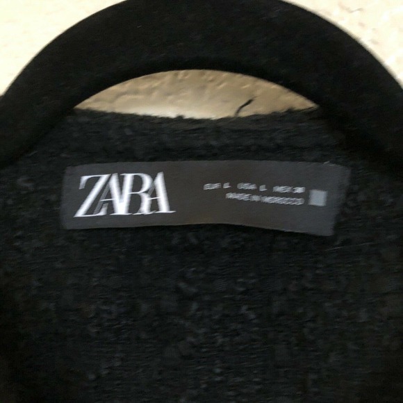Zara NWT Women's Tweed Coat Mid Length Black Chain Jacket Runs M - Picture 4 of 7